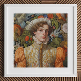 Prince Hugo - German Gay Royalty Art Print / Canvas Royal Orange White Floral Patterned Dress Intricate Gold, Itty-bitty Pretty Committee,