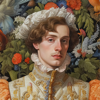 Prince Hugo - German Gay Royalty Art Print / Canvas Royal White Lace Collar Gold Trim Intricate Floral, Itty-bitty Pretty Committee,