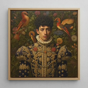 Prince Ignacio - Schwule spanische Royals-Kunstgrafik / Leinwand, 12x12’’ / 31x31cm / Naturrahmen, Poster, Drucke & visuelle Kunstwerke, Toby Leon