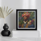 Prince Isaiah - Black Gay Royalty Baroque Art Print / Canvas Black Framed Portrait Man Floral Headpiece Colorful Attire Prince Isaiah,