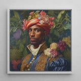 Prince Isaiah - Black Gay Royalty Baroque Art Print / Canvas Framed Portrait Painting Man Ornate Attire Vibrant Floral, Itty-bitty Pretty