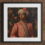 Prince Kaniyan - Tamil Gay Royalty Baroque Art Print / Canvas, 12x12’’ / 31x31cm / Black Frame / Matboard, Posters Prints & Visual Artwork,