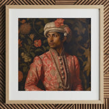 Prince Kaniyan - Tamil Gay Royalty Baroque Art Print / Canvas Framed Portrait Man Ornate Traditional Attire Pink Gold Prince Kaniyan,