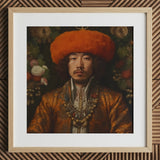 Prince Khaliun - Gay Mongolian Royalty Baroque Art Print / Canvas, 12x12’’ / 31x31cm / Natural Frame / Matboard, Posters Prints & Visual