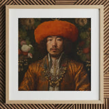 Prince Khaliun - Gay Mongolian Royalty Baroque Art Print / Canvas Framed Portrait Man Ornate Golden Attire Orange Fur Prince Khaliun,