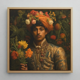 Prince Rajanikanta - Stampa artistica barocca Indian Gay Royalty / Tela, 12x12’’ / 31x31cm / Cornice naturale, opera di Posters Prints & Visual,