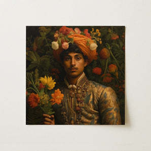Prince Rajanikanta - Indian Gay Royalty Baroque Art Print / Canvas, 12x12’’ / 31x31cm / Unframed / no Border, Posters Prints & Visual