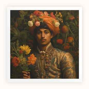 Prince Rajanikanta - Stampa artistica barocca Indian Gay Royalty / Tela, 12x12’’ / 31x31cm / Senza cornice / Bordo bianco, Posters Prints & Visual