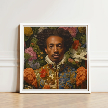 Framed Portrait Man Ornate Embroidered Blue Gold Attire Prince Wesley, Itty-bitty Pretty Committee, Baroque Gay Princes