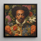 Prince Wesley - Afroamerican Gay Royalty Baroque Art Print / Canvas Framed Portrait Man Curly Dark Hair White Ruffled, Itty-bitty Pretty