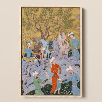 Princely Hawking Party - Mirza Ali Kunstdruck / Leinwand, 12x17’’ / A3 / Naturrahmen, Poster, Drucke & visuelle Kunstwerke, Toby Leon