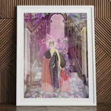 Princess Reah - Surreal Sorceress Myth Art Print Framed Deco-style Illustration Woman Elegant Black Silver, Jazz Age Glamour, Rhea Prints