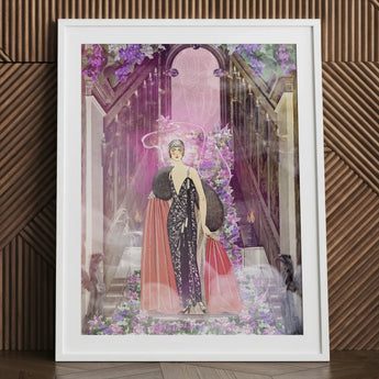Princess Reah - Surreal Sorceress Myth Art Print Framed Deco-style Illustration Woman Elegant Black Silver, Jazz Age Glamour, Rhea Prints