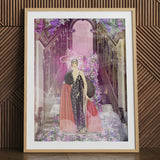 Princess Reah - Surreal Sorceress Myth Art Print Framed Art Print Woman Elegant Black White Patterned Surreal Sorceress, Jazz Age Glamour,