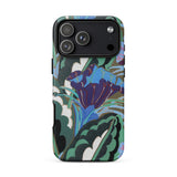 Purple Floral Motif - Edouard Benedictus Iphone Case 17 Pro Max / Matte Blue Floral Phone Case Green Leaves Black Accents Edouard