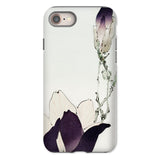 Purple Magnolia - Watanabe Seitei Bijutsu Sekai Art Iphone Case 8 / Matte Iphone Case Minimalist Floral Design Purple White Elements