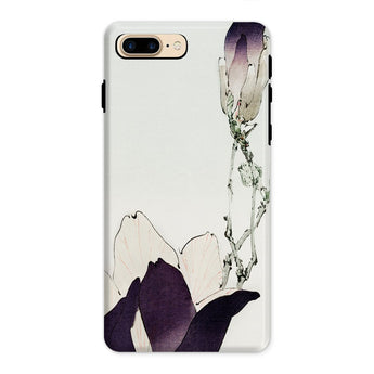 Purple Magnolia - Watanabe Seitei Bijutsu Sekai Art Iphone Case 8 Plus / Matte Phone Case Minimalist Floral Design Purple White Flower
