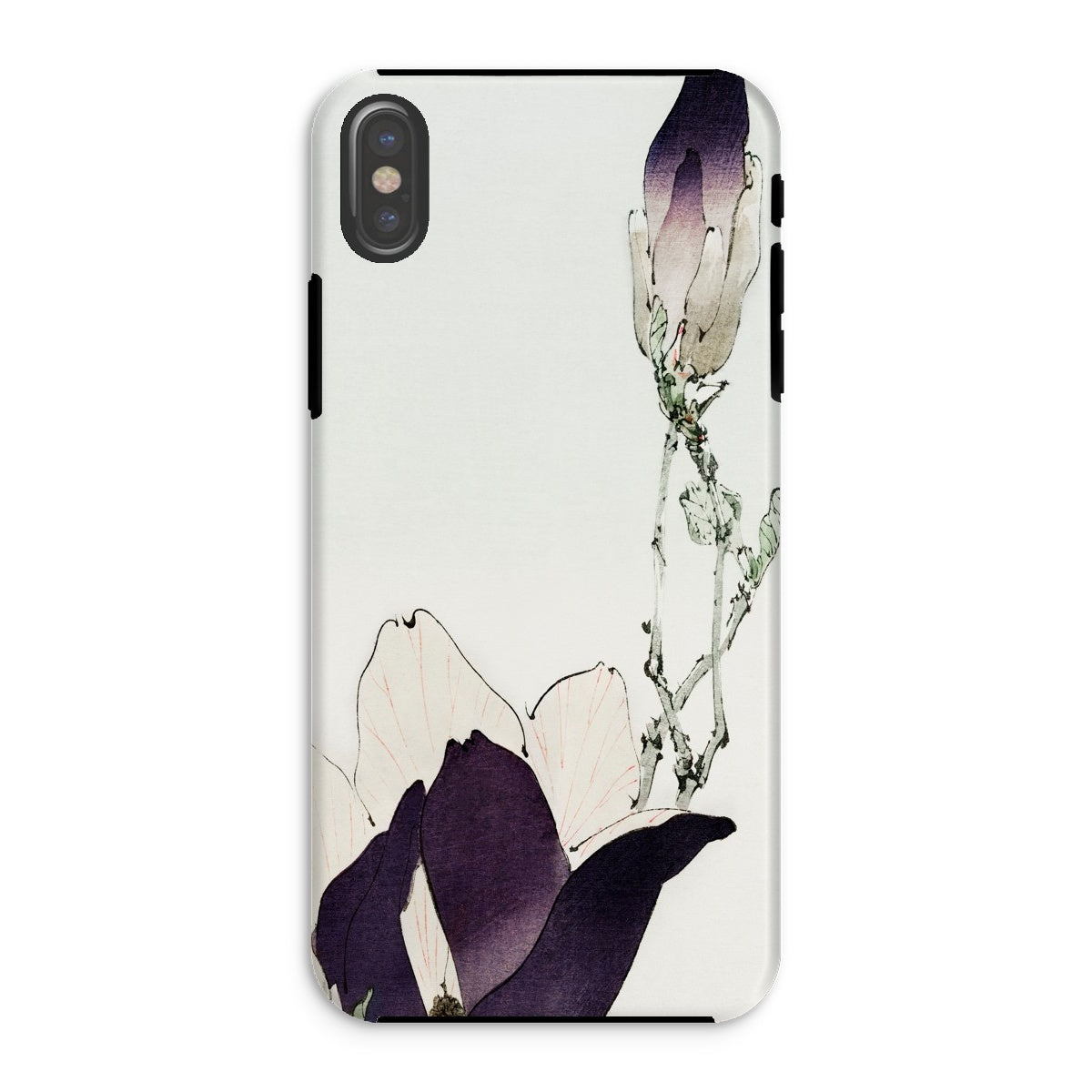 Purple Magnolia - Watanabe Seitei Bijutsu Sekai Art Iphone Case, Xs / Matte, Phone Case Minimalist Floral Design Purple Magnolia Bloom