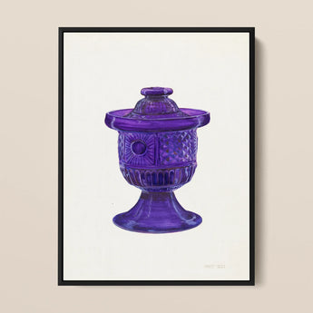 Purple Sugar Bowl with Cover - Janet Riza Decorative Art Print / Canvas, 12x16’’ / 31x41cm / Black Frame, Posters Prints & Visual Artwork,