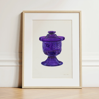 Purple Sugar Bowl with Cover - Janet Riza Decorative Art Print / Canvas, 12x16’’ / 31x41cm / Natural Frame / Matboard, Posters Prints &