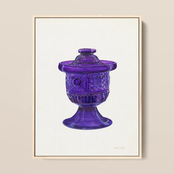 Purple Sugar Bowl with Cover - Janet Riza Decorative Art Print / Canvas, 12x16’’ / 31x41cm / Natural Frame, Posters Prints & Visual