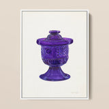 Purple Sugar Bowl with Cover - Janet Riza Decorative Art Print / Canvas, 12x16’’ / 31x41cm / White Frame, Posters Prints & Visual Artwork,