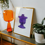 Purple Sugar Bowl with Cover - Janet Riza Decorative Art Print / Canvas Framed Artwork Urn Chalice Vibrant, Bygone Era Prints