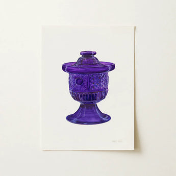 Purple Sugar Bowl with Cover - Janet Riza Decorative Art Print / Canvas Translucent Purple Glass Jar Decorative Lid Embossed Patterns