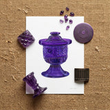 Purple Sugar Bowl with Cover - Janet Riza Decorative Art Print / Canvas Translucent Purple Glass Urn Decorative Lid Intricate Faceted