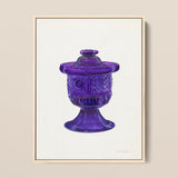 Purple Sugar Bowl with Cover - Janet Riza Decorative Art Print / Canvas Vibrant Purple Glass Jar Lid Intricate Diamond-cut Patterns Sugar