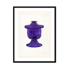 Purple Sugar Bowl with Cover - Janet Riza Decorative Art Print, Purple Glass Candy Dish Decorative Pattern Pedestal Base