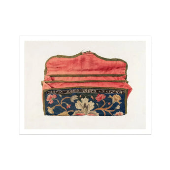 Purse - Eleanor Alexander 1930s Fashion Art Print / Canvas Vintage Embroidered Wallet Clutch Floral Designs Coral-colored Interior Eleanor