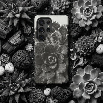 Pyramidal Saxifrage (saxifraga Aizoon) - Karl Blossfeldt Phone Case Black White Succulent-themed Phone Case Textured Photographic Design