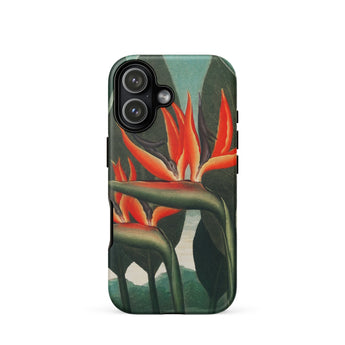 Queen Plant - Robert John Thornton Phone Case Iphone 17 / Matte Iphone 12 Case Bird Paradise Floral Design Black Queen Plant, Orange Bloom