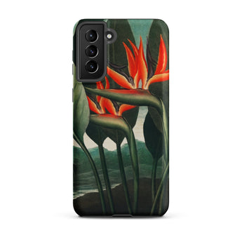 Queen Plant - Robert John Thornton Phone Case Samsung Galaxy S21 Plus / Matte Phone Case Vibrant Orange Green Tropical Bird Paradise Queen