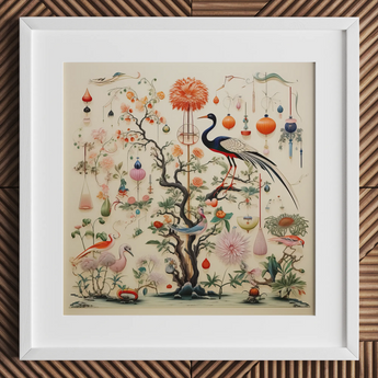 Queer Menagerie Pt 1 - Alien Bird Taxonomy Art Print / Canvas, 12x12’’ / 31x31cm / White Frame / Matboard, Posters Prints & Visual Artwork,