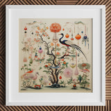 Queer Menagerie Pt 1 - Alien Bird Taxonomy Art Print / Canvas Framed Artwork Central Ornate Tree Vibrant Blossoms Birds Captivating, Gay,