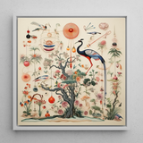 Queer Menagerie Pt 2 - Alien Bird Taxonomy kunstprint op canvas, 12x12’’ / 31x31cm / Witte lijst, posters, prints & visuele kunst, Toby Leon