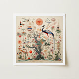 Queer Menagerie Pt 2 - Alien Bird Taxonomy Art Print / Canvas Framed Artwork Whimsical Detailed Illustration Central Tree Intricate,