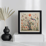 Queer Menagerie Pt 2 - Alien Bird Taxonomy Art Print / Canvas Framed Artwork Whimsical Garden Scene Birds Flowers Decorative Queer