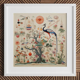 Queer Menagerie Pt 2 - Alien Bird Taxonomy Art Print / Canvas Framed Botanical Avian Illustration Central Blue-and-black Crane Long,