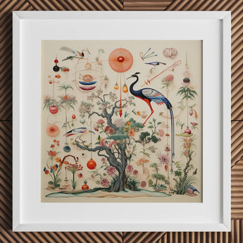 Queer Menagerie Pt 2 - Alien Bird Taxonomy Art Print / Canvas Framed Botanical Avian Illustration Central Blue-and-black Crane Long,