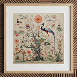 Queer Menagerie Pt 2 - Alien Bird Taxonomy Art Print / Canvas Framed Botanical Avian Illustration Central Crane Blue Black,