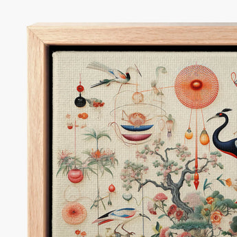 Framed Artwork Detailed Colorful Illustration Birds Floral Elements Queer Menagerie, Extraterrestrial Zoology Meets, Alien Gay Bird