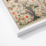 Framed Botanical Illustration Detailed Tree Blossoms Birds Ornaments Queer Menagerie, Extraterrestrial Zoology Meets, Alien Gay Bird