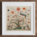 Queer Menagerie Pt 3 - Alien Bird Taxonomy Art Print, 12x12’’ / 31x31cm / White Frame / Matboard, Posters Prints & Visual Artwork, Toby Leon