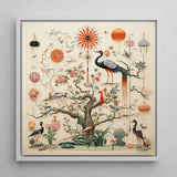 Queer Menagerie Pt 3 - Alien Bird Taxonomy Art Print / Canvas Framed Artwork Detailed Ornate Illustration Birds Flowers Soft, Gay,