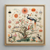 Queer Menagerie Pt 3 - Alien Bird Taxonomy Art Print / Canvas Framed Artwork Detailed Ornate Illustration Birds Flowers Soft, Gay,