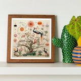 Queer Menagerie Pt 3 - Alien Bird Taxonomy Art Print / Canvas Framed Artwork Vibrant Chinoiserie-style Illustration Birds Trees Flowers,