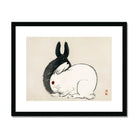 Rabbits - Kōno Bairei Kacho-e Art Print, Black White Rabbit Red Eye Minimalist Japanese Ink